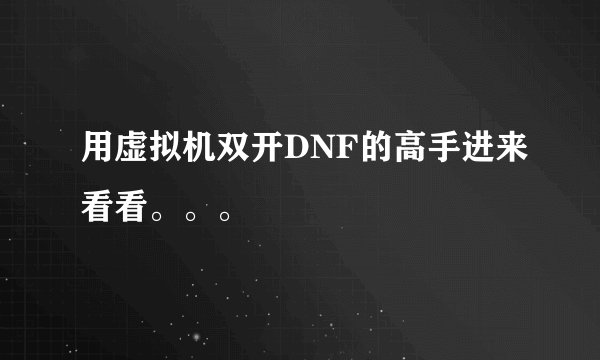 用虚拟机双开DNF的高手进来看看。。。