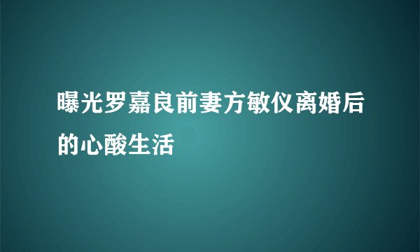 曝光罗嘉良前妻方敏仪离婚后的心酸生活