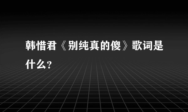 韩惜君《别纯真的傻》歌词是什么？