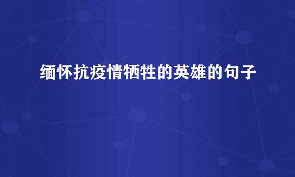 缅怀抗疫情牺牲的英雄的句子