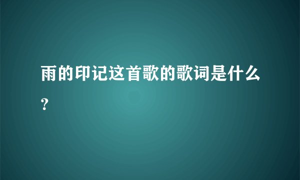 雨的印记这首歌的歌词是什么？