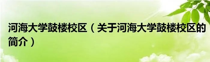 河海大学鼓楼校区（关于河海大学鼓楼校区的简介）
