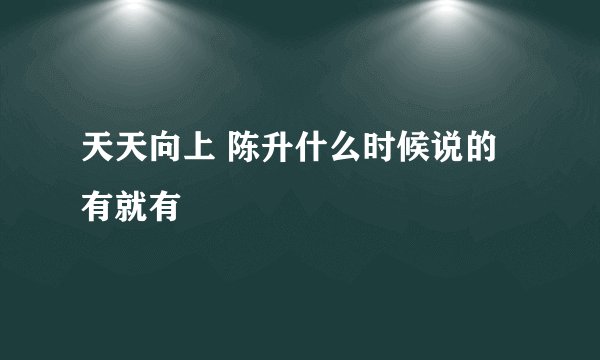 天天向上 陈升什么时候说的有就有