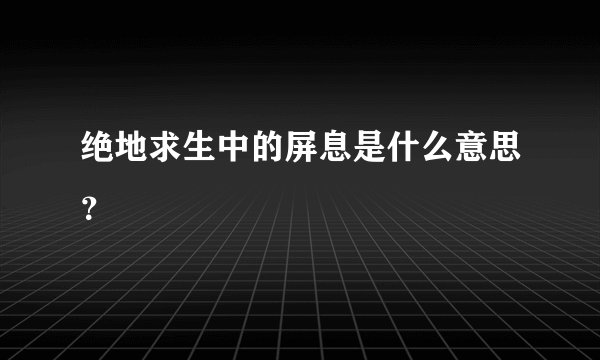 绝地求生中的屏息是什么意思？