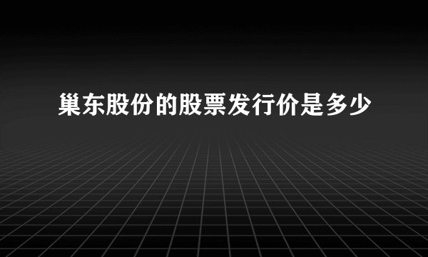 巢东股份的股票发行价是多少