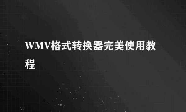 WMV格式转换器完美使用教程