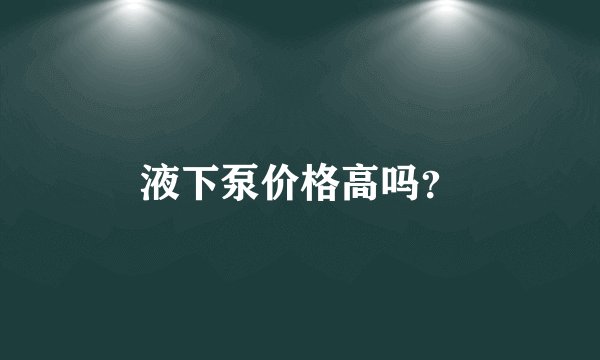 液下泵价格高吗？