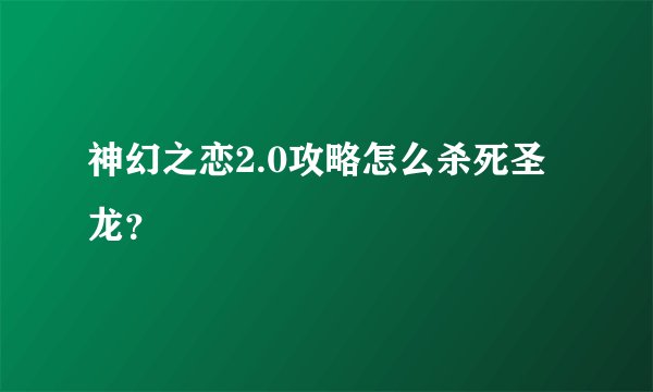 神幻之恋2.0攻略怎么杀死圣龙？