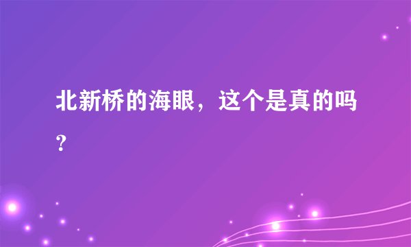 北新桥的海眼，这个是真的吗？