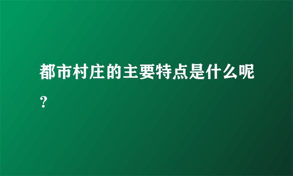都市村庄的主要特点是什么呢?