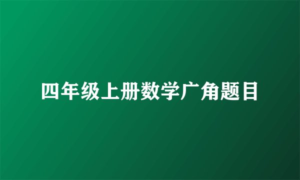 四年级上册数学广角题目