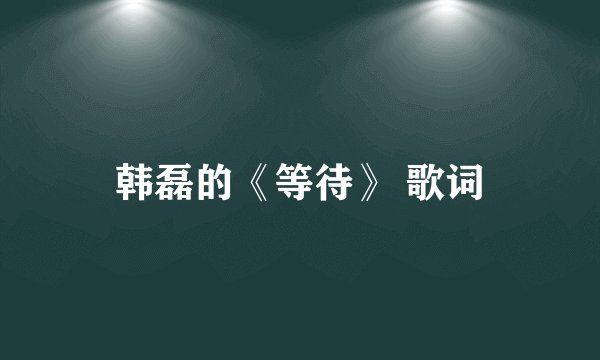 韩磊的《等待》 歌词