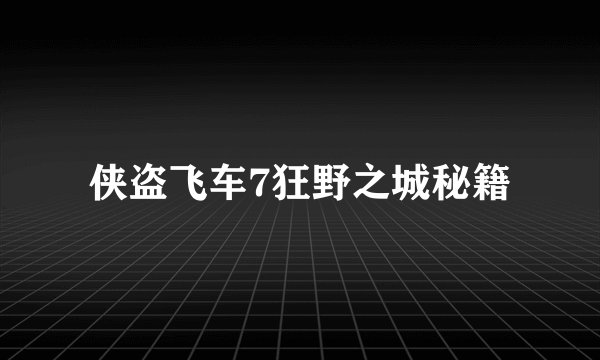 侠盗飞车7狂野之城秘籍