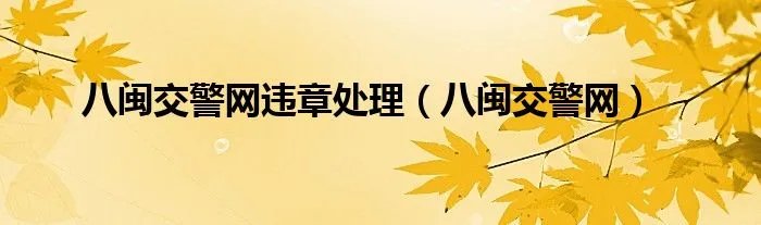 八闽交警网违章处理（八闽交警网）