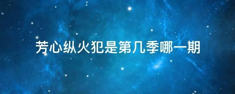 芳心纵火犯是第几季哪一期