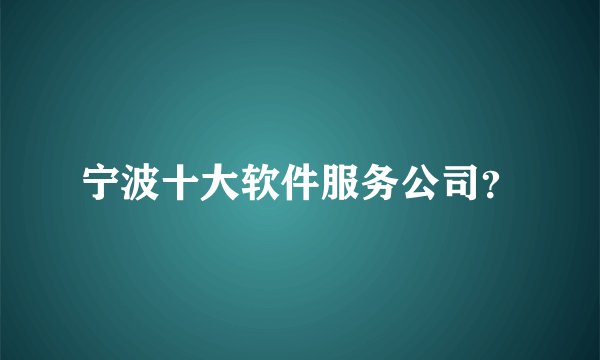 宁波十大软件服务公司？