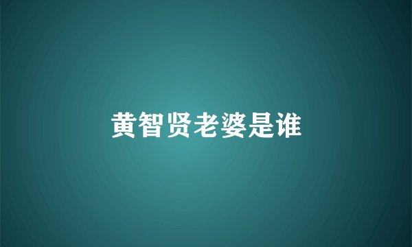 黄智贤老婆是谁