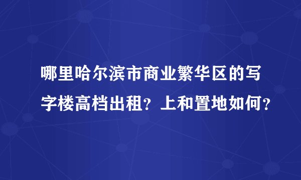 哪里哈尔滨市商业繁华区的写字楼高档出租？上和置地如何？