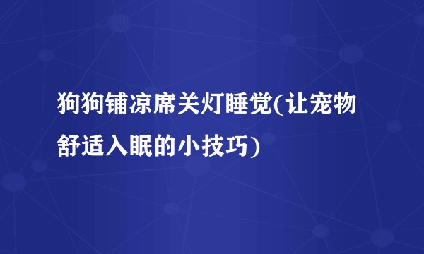 狗狗铺凉席关灯睡觉(让宠物舒适入眠的小技巧)