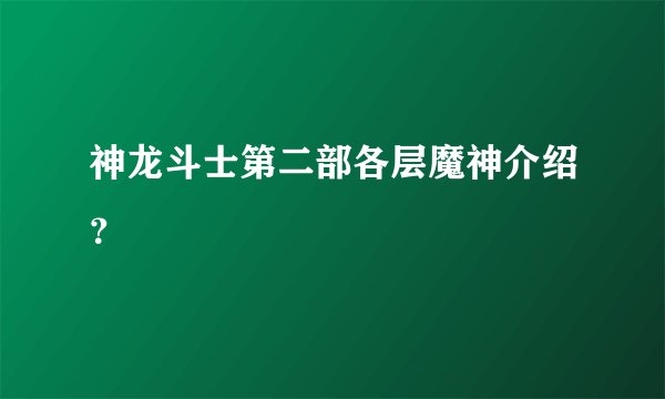神龙斗士第二部各层魔神介绍？