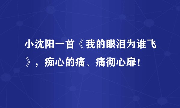 小沈阳一首《我的眼泪为谁飞》，痴心的痛、痛彻心扉！