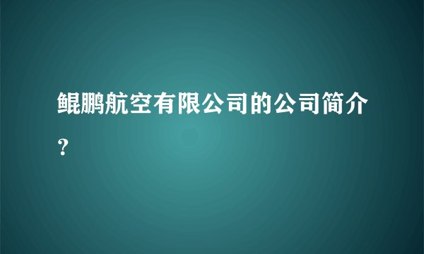鲲鹏航空有限公司的公司简介？