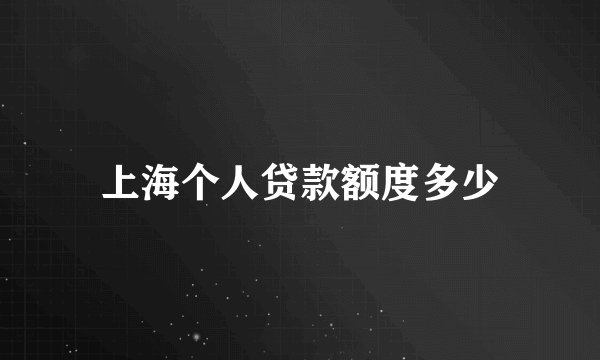 上海个人贷款额度多少