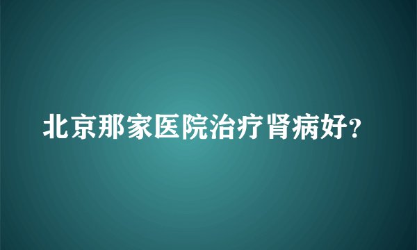北京那家医院治疗肾病好？