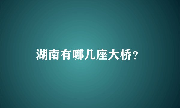 湖南有哪几座大桥？