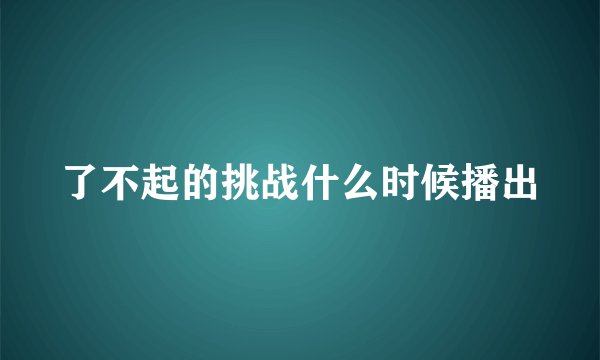 了不起的挑战什么时候播出