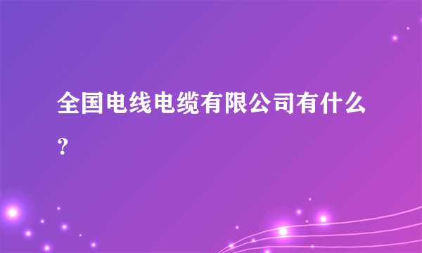 全国电线电缆有限公司有什么？