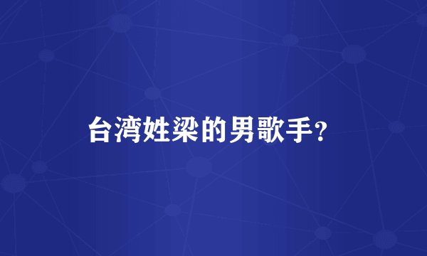 台湾姓梁的男歌手？
