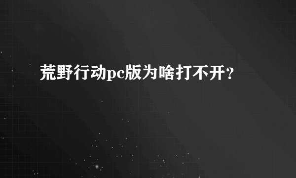 荒野行动pc版为啥打不开？