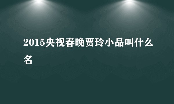 2015央视春晚贾玲小品叫什么名