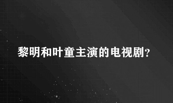 黎明和叶童主演的电视剧？