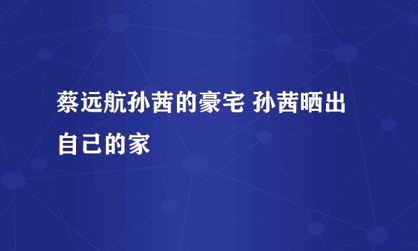 蔡远航孙茜的豪宅 孙茜晒出自己的家