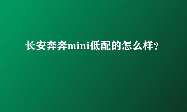 长安奔奔mini低配的怎么样?