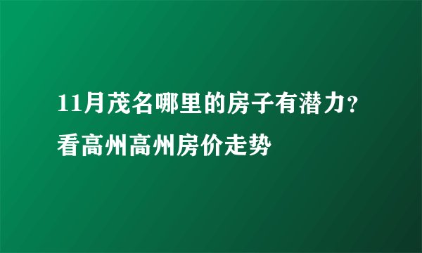 11月茂名哪里的房子有潜力？看高州高州房价走势