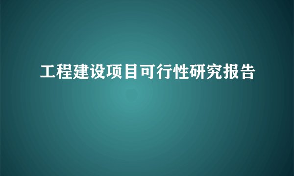 工程建设项目可行性研究报告
