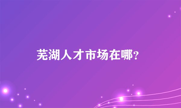 芜湖人才市场在哪？