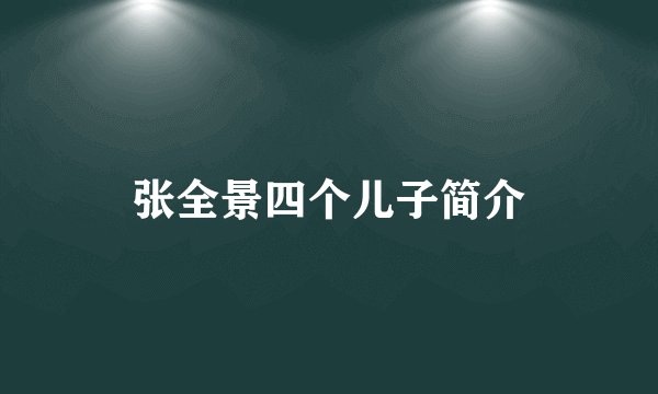 张全景四个儿子简介