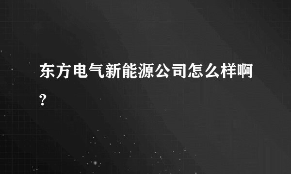 东方电气新能源公司怎么样啊?
