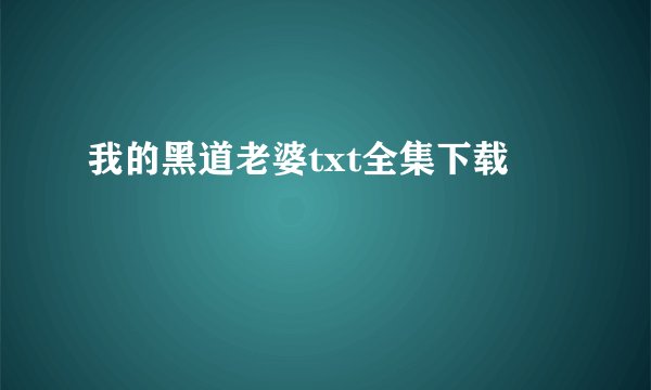 我的黑道老婆txt全集下载