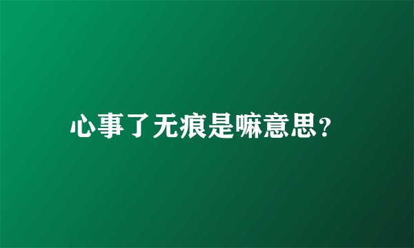 心事了无痕是嘛意思？