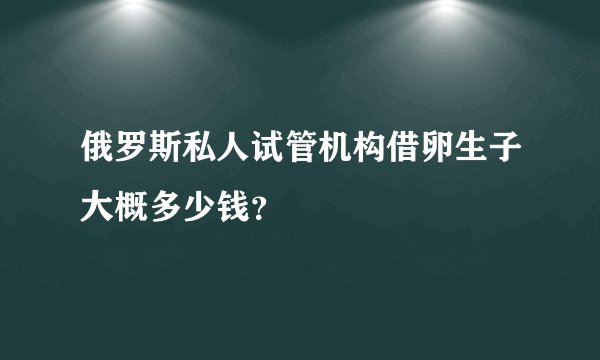 俄罗斯私人试管机构借卵生子大概多少钱？