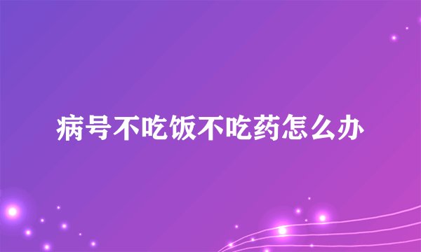 病号不吃饭不吃药怎么办