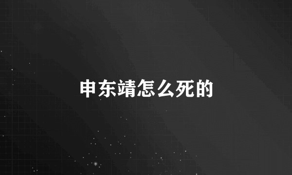 申东靖怎么死的