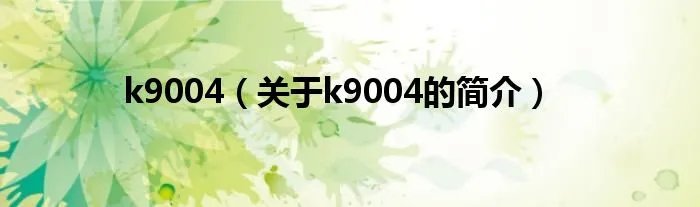 k9004（关于k9004的简介）