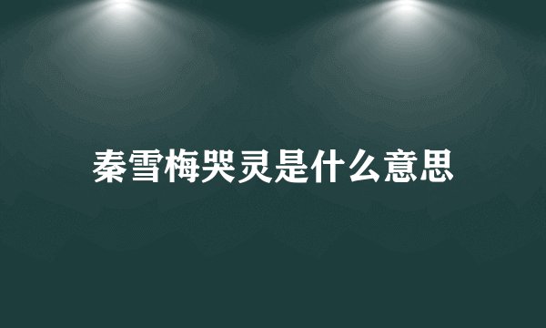 秦雪梅哭灵是什么意思