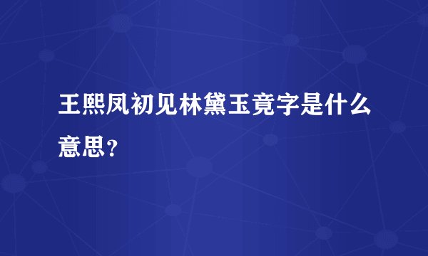 王熙凤初见林黛玉竟字是什么意思？